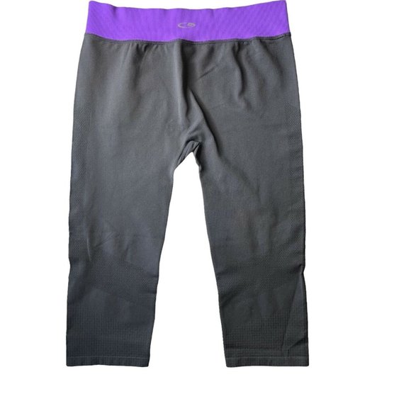 Champion C9 Womens XL Capri Leggings Purple Gray Yoga Pants Premium Duo Dry New - Picture 2 of 12